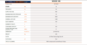 Индустриална Прахосмукачка за Дървообработващи Машини WOOD 165 